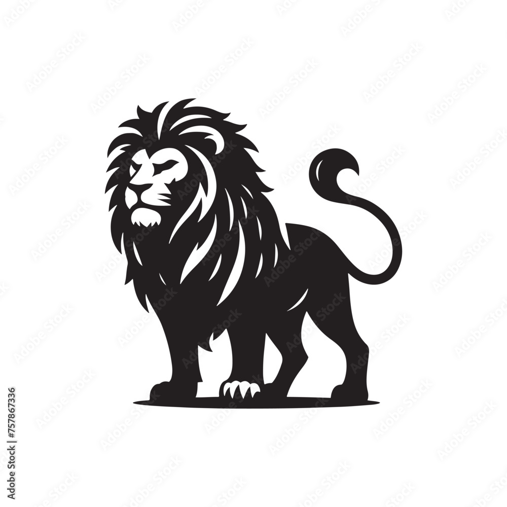 Obraz premium Vector Lion Silhouette Roaring with Intensity in Striking Anger for Graphic Design and Illustration Projects., Angry lion vector, Roaring lion Illustration.