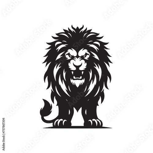 Vector Lion Silhouette Roaring with Intensity in Striking Anger for Graphic Design and Illustration Projects.  Angry lion vector  Roaring lion Illustration.