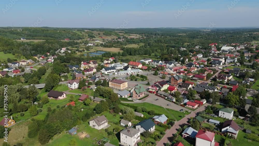Beautiful Landscape Downtown Houses Krasnobrod Aerial View Poland Beautiful Landscape Downtown Houses Krasnobrod Aerial View Poland