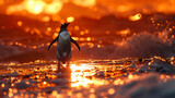 A lone penguin faces the challenge of a hot
