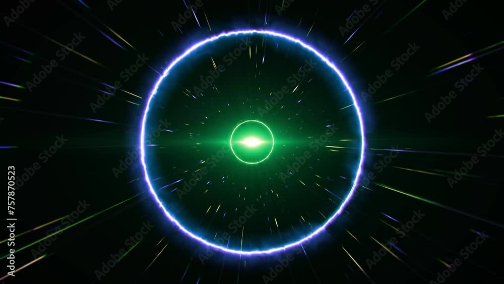 Brilhante luz de neon energia circulo espaco vj loop.