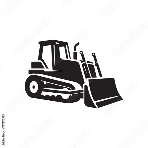 Vector Bulldozer Silhouette Illustration for Construction, Engineering, and Industrial Design Projects, Bulldozer vector, Bulldozer Illustration.