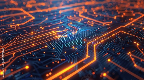 Glowing Circuit Board: A Neon-Lit Path to the Future Generative AI