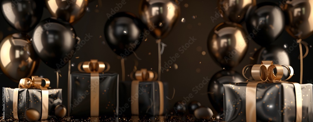 Golden Balloons and Gifts: Celebrate the New Year with a Blinged-Out Bash! Generative AI