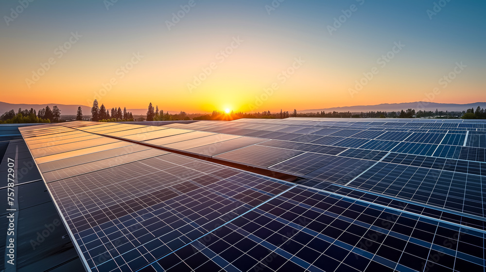 custom made wallpaper toronto digitalSolar panels at sunset with vibrant sky and landscape