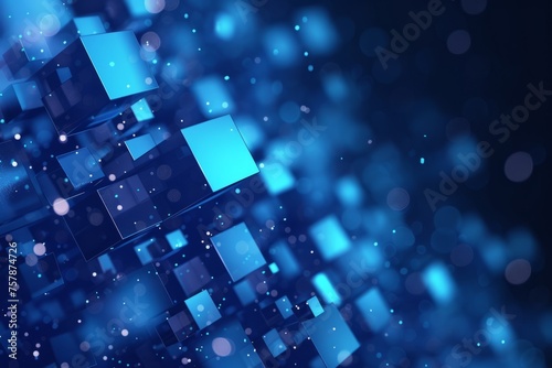 Blue Abstract Background With Squares and Dots