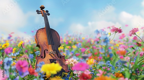 Violin in a Field of Flowers: A Catchy and Optimized Adobe Stock Title for a Creative and Eye-Catching Image Generative AI