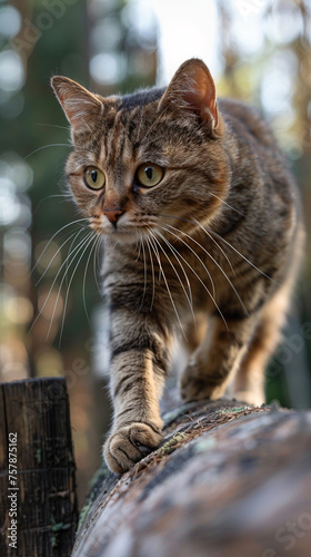 A clumsy cat navigating an obstacle course photo