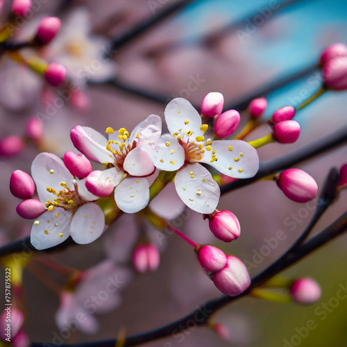 Beautiful cherry blossom sakura in springtime pink peach flowers on white background Ai generated