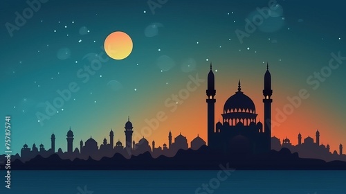 Greeting card for Muslim community holy month Ramadan Kareem.