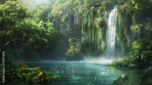 Enchanted Waterfall Oasis: Mystical Nature Retreat © paco