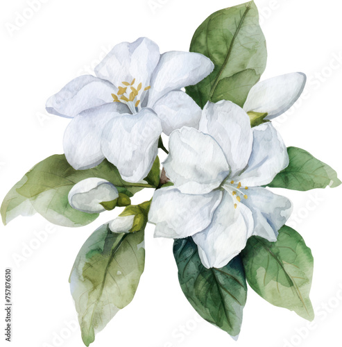 Jasmine flower watercolor object isolated png.
