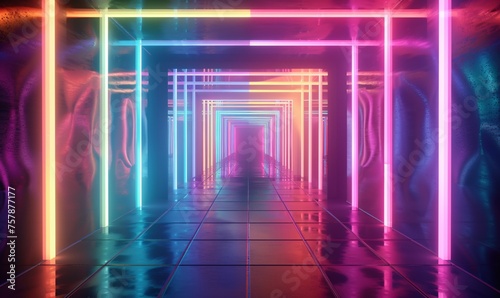 Neon Tunnel A Rainbow-Colored Escape Generative AI