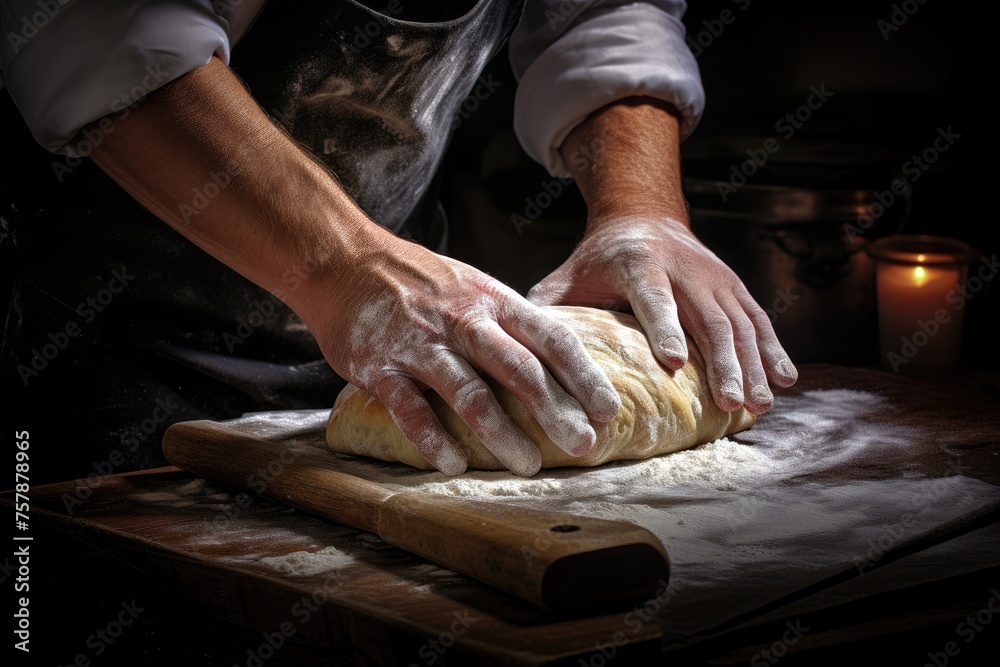 Close-up of a baker's hands crimping the edges of a hand pie.