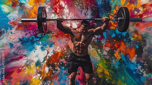 Colorful Muscle Man Generative AI photo