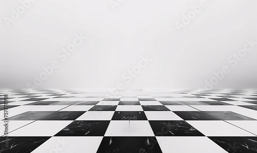 Chessboard Chic A White and Black Checkered Floor Generative AI
