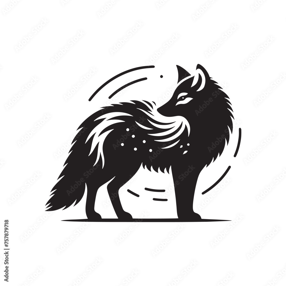 Dashing Dhole Vector Silhouette of Wild Canines in Motion for Modern Design Projects and Wildlife Enthusiasts, Dhole vector, Dhole illustration