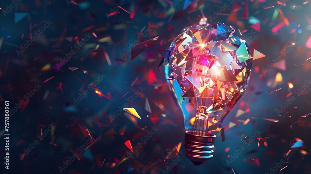 Neon Light Bulb Explosion Generative AI - obrazy, fototapety, plakaty 