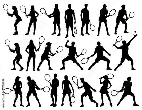 Tennis Player Bundle SVG, Tennis SVG, Tennis Game SVG, Tennis Silhouette, Tennis Player Girl Icon