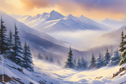 Snowy Mountains Landscape (PNG 8208x5472) © CreativityMultiverse