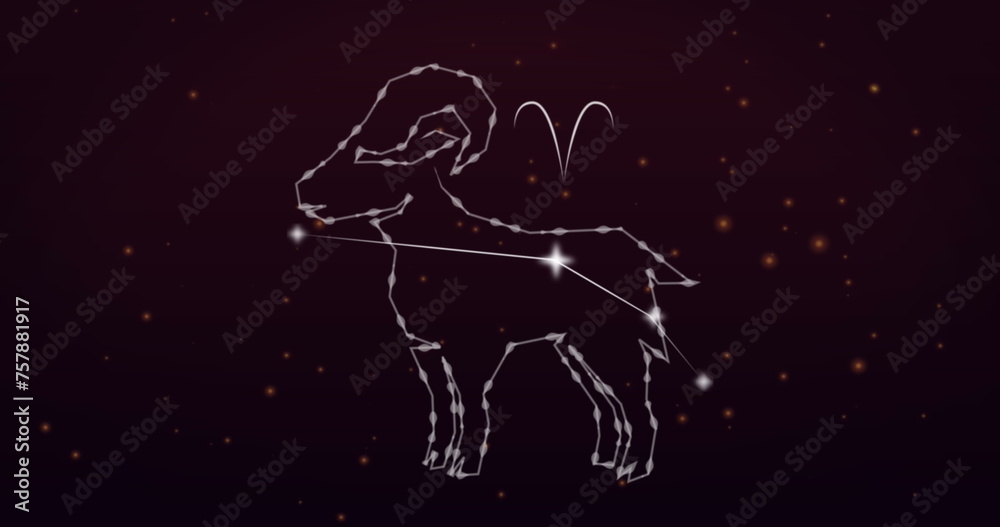Image of aries star sign on black background