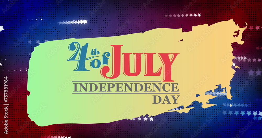 Naklejka premium Image of 4th of july independence day text over stars on red and blue background