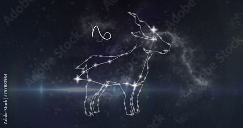 Image of capricorn star sign on black background