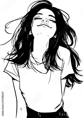 Joyful Woman Enjoying Freedom Anime  Illustration
