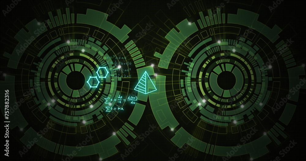 Image of mathematical equations over scopes scanning