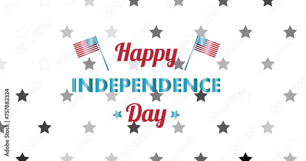 Obraz premium Image of happy independence day text over stars on white background