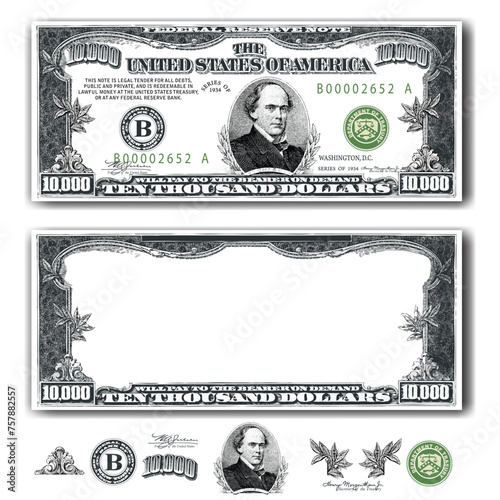 Ten thousand Dollar Bill, Vector illustration