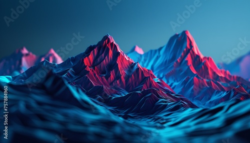 Pink Mountain Range Generative AI photo