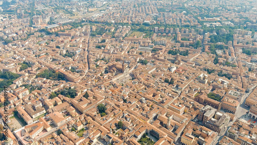 Piacenza, Italy. Cathedral of Piacenza. Episcopal Palace. Historical city center. Summer day, Aerial View