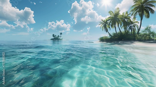 A Tropical Paradise A Beautiful Island in the Ocean Generative AI © Aryan