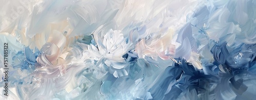 Flower Power A Blue and White Abstract Artwork Generative AI photo