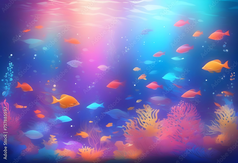 Fototapeta premium Underwater Art Gradient Background, Background, Gradient, Underwater, Art, Ocean, Sea, Marine, Aquatic, Blue, Water, Texture, Pattern, Abstract, Vibrant, Digital, AI Generated