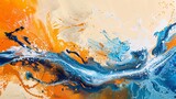 Colorful Abstract Artwork with a Pop of Blue and Orange Generative AI