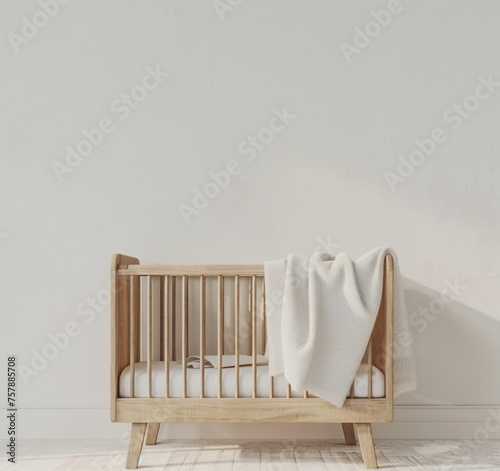 Baby's First Month A Clean, Modern Wooden Crib Generative AI