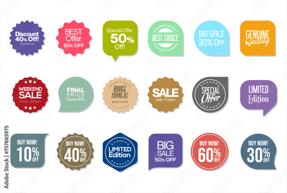 Modern sale sticker and tag colorful collection 