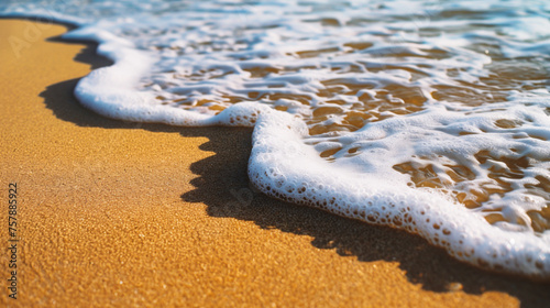 Soft wave of the sea on the sandy beach. Summer background