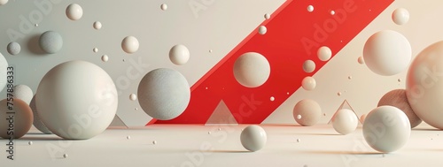 Astro-Inspired Decor Red Triangle and White Spheres Generative AI