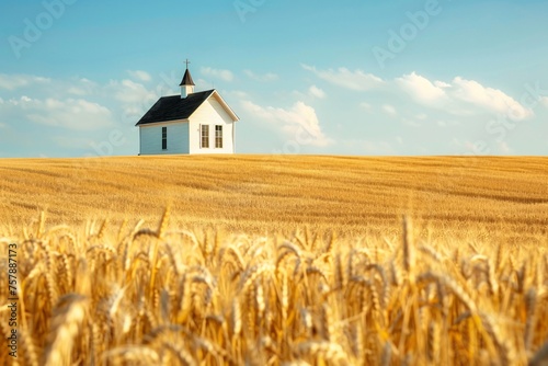 Golden Harvest A Church in the Corn Generative AI