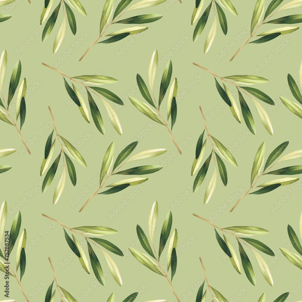 Floral seamless pattern with green leaves. Floral seamless pattern with green leaves.