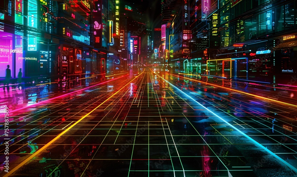Neon Cityscape A Vibrant, Colorful, and Futuristic Urban Scene Generative AI