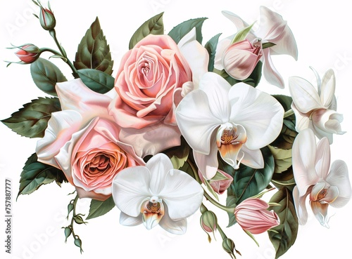 Flower Power A Bouquet of Roses and Orchids for a Monthly Celebration Generative AI