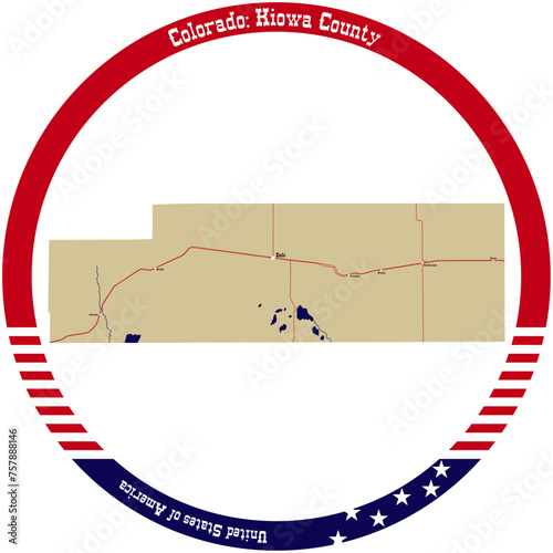 Map of Kiowa County in Colorado, USA arranged in a circle.