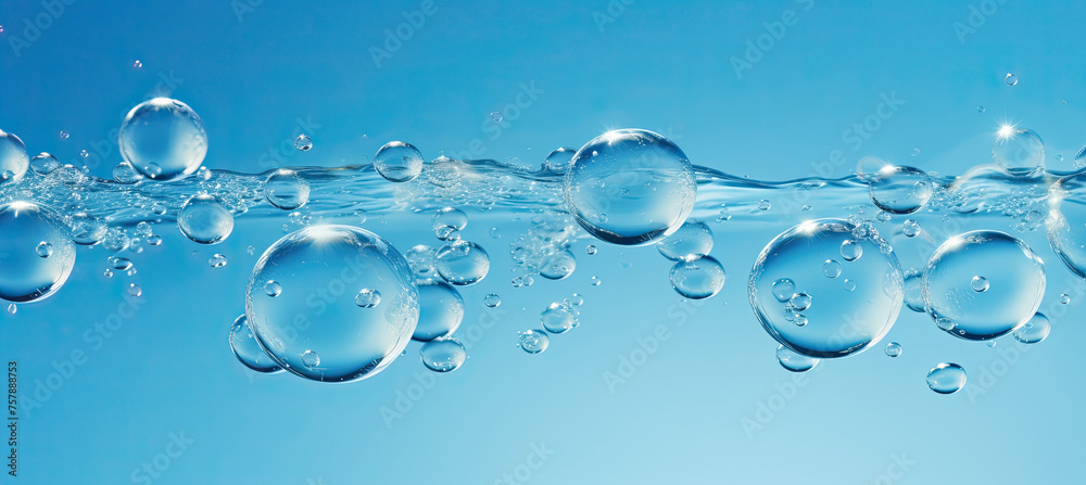 Oxygen bubbles in clear white water