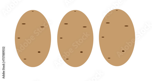 three potatoes on a white background