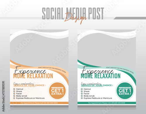 Spa and beauty care social media post or flyer template design