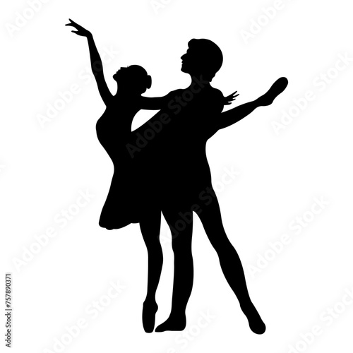 Ballerina silhouette isolated on white background.Silhouette of a ballet couple.
Realistic dancer in pointe shoes and tutu. Vector icon.